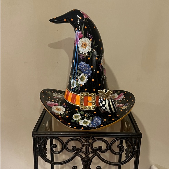 RARE Mackenzie-Childs Floral Witch Hat with Owl Decoration - Picture 1 of 11